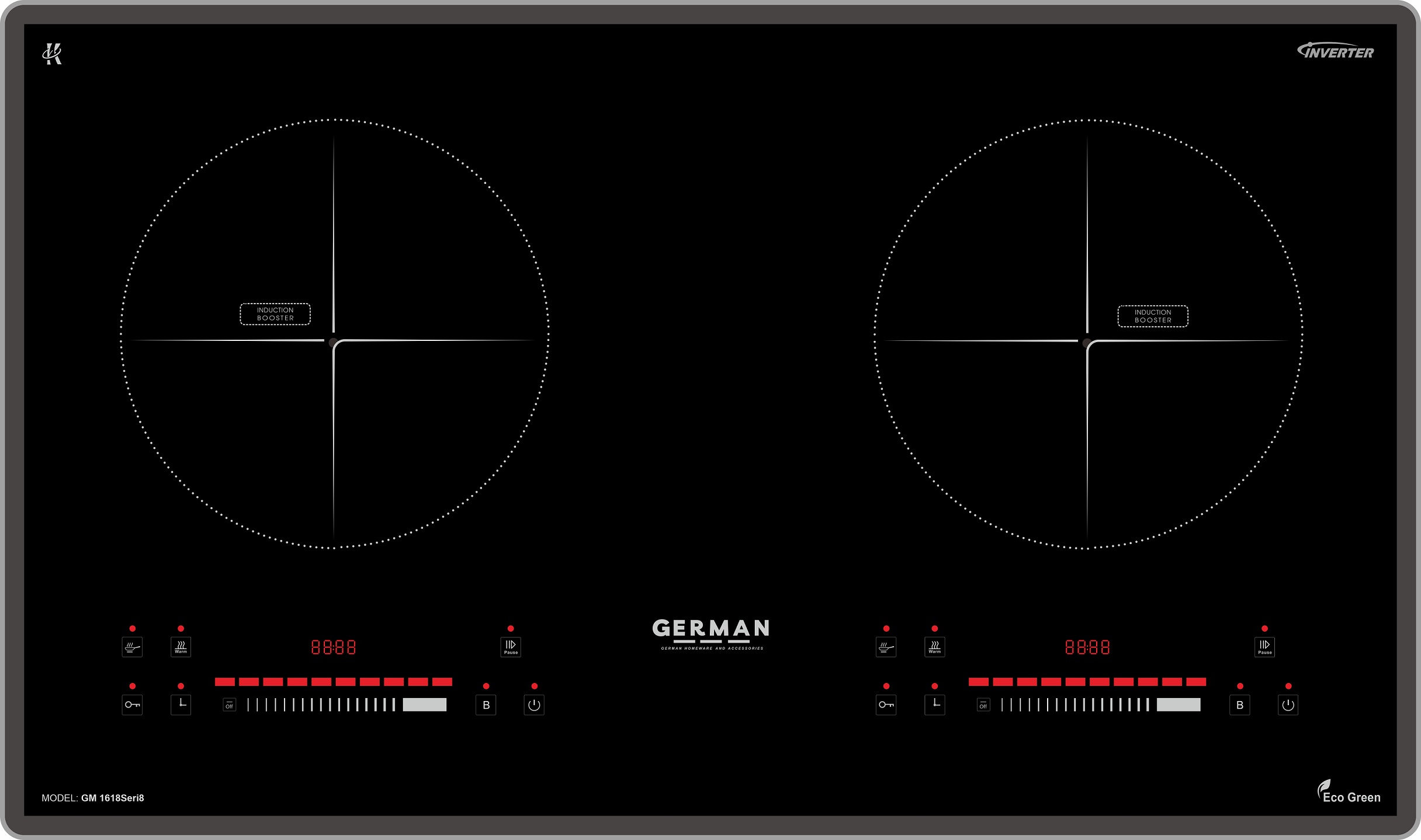 A close-up of a black stove top

Description automatically generated